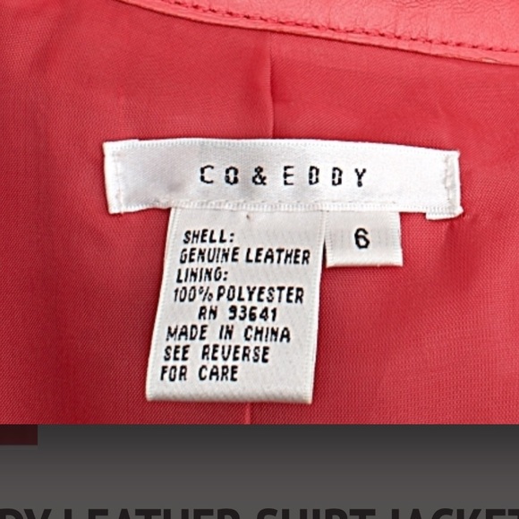 Co & Eddy Coral Leather Button-Shirt/Jacket - Picture 8 of 8
